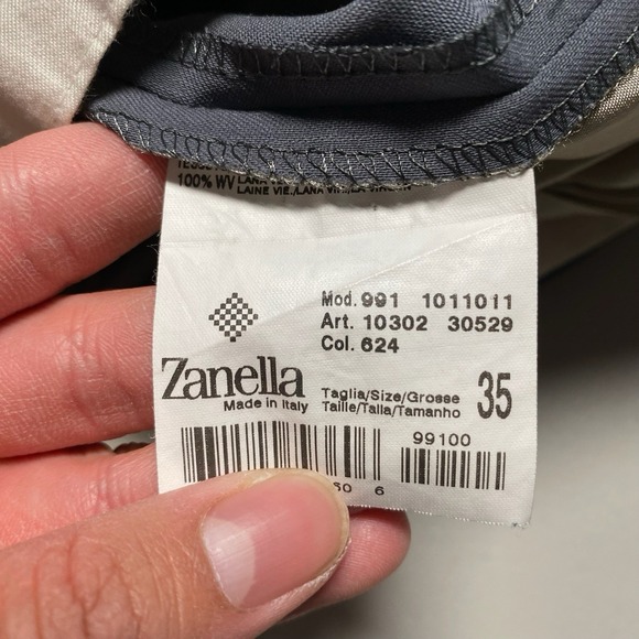 Zanella Dress Trousers 35 (35x31.5 Cuffed) Mens Quad Pleated Slate Gray 991 - Picture 13 of 16